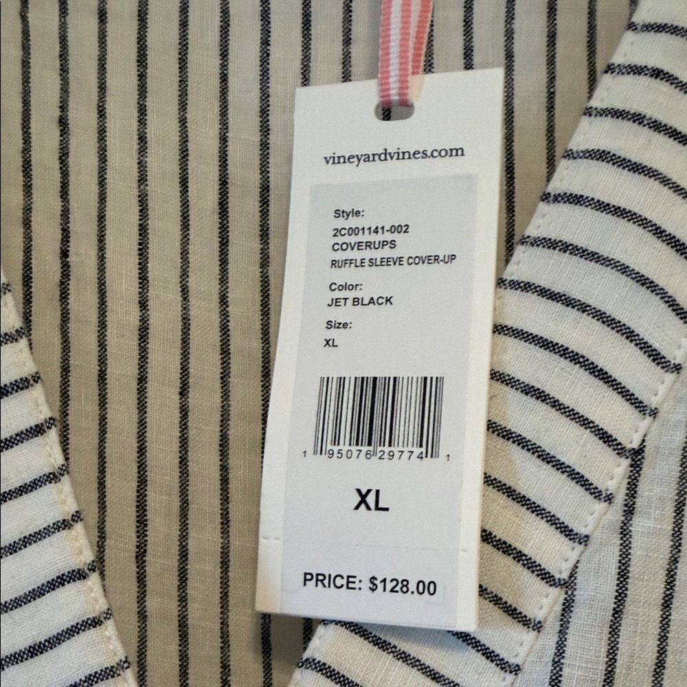 Vineyard Vines Blue and White Striped V-Neck Tiered Midi Dress - Picture 3 of 7